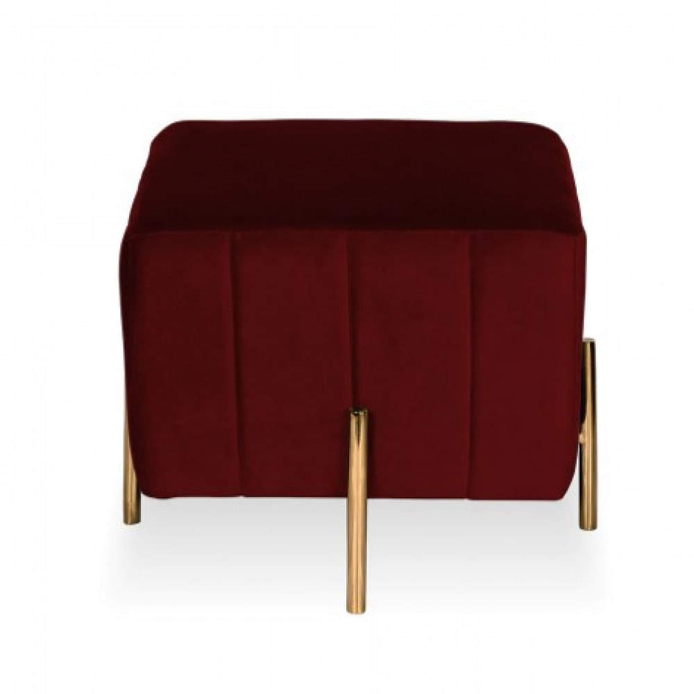 Bristol Square Puffy Metal Base Stool - photo
