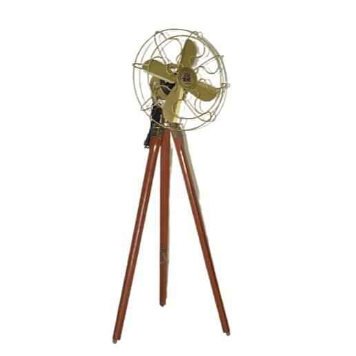 Antique Pedestal Fan with Wooden Tripod - photo