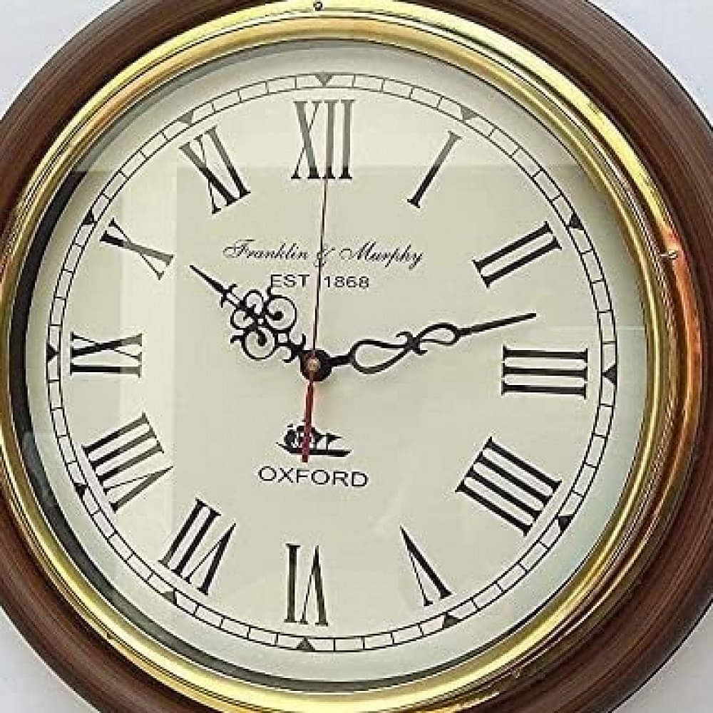 Antique Wall Clock Brass Ring (Color Coffee Brown 16 inch) - photo