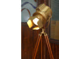 Tripod Brass Antique Lamp and Spot Camera Focus Light - front_view