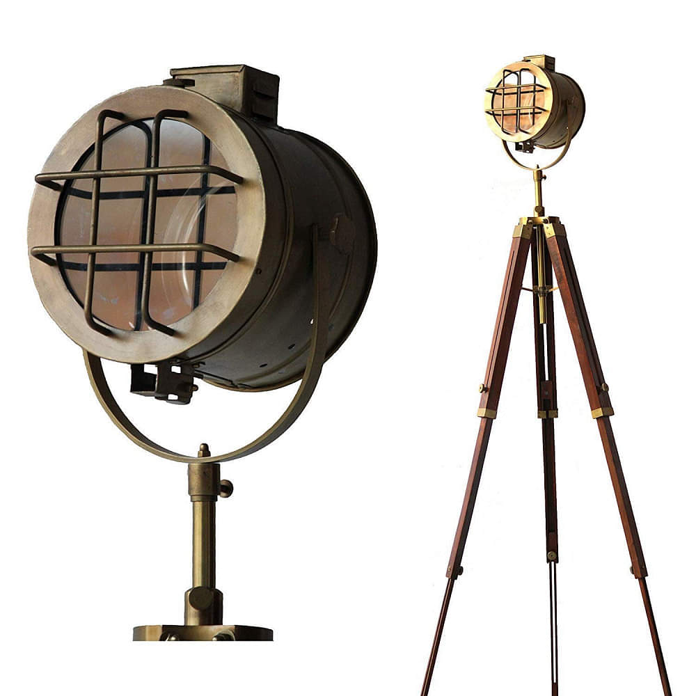 Black Wooden Chrome Search Light - photo