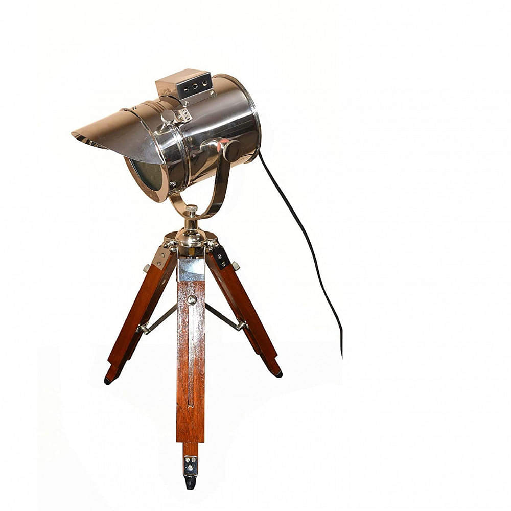 Wooden Tripod Nickel Spot Light With Tripod Stand (Nickle Finish) - photo