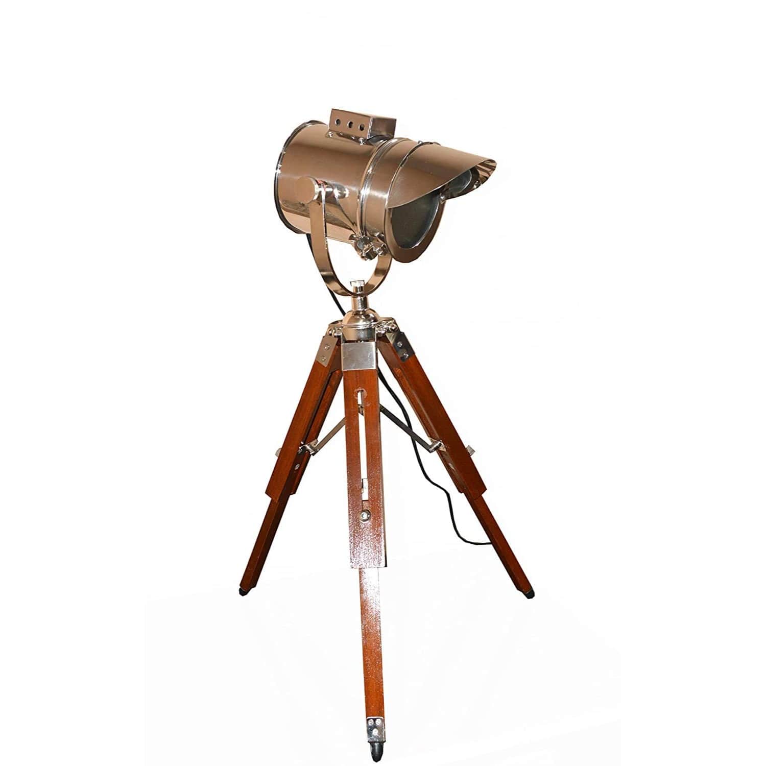 Wooden Tripod Nickel Spot Light With Tripod Stand (Nickle Finish) - front_view