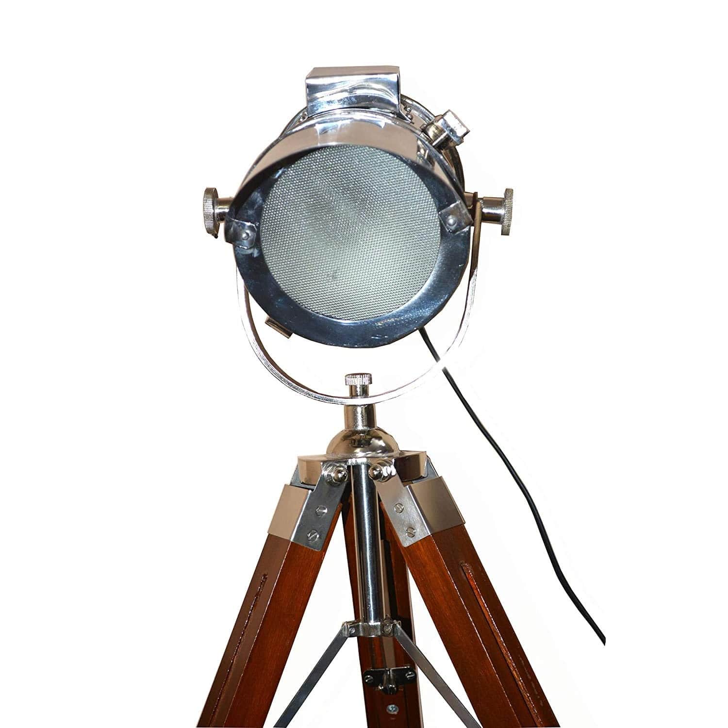 Wooden Tripod Nickel Spot Light With Tripod Stand (Nickle Finish) - top_view