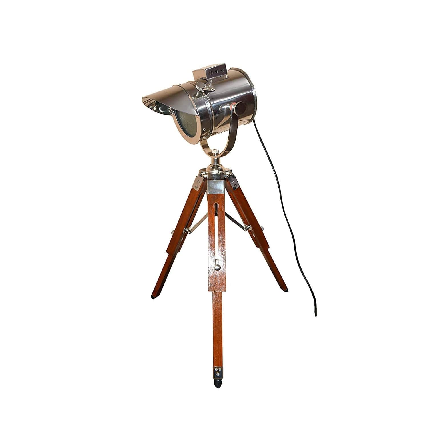 Wooden Tripod Nickel Spot Light With Tripod Stand (Nickle Finish) - rear_view