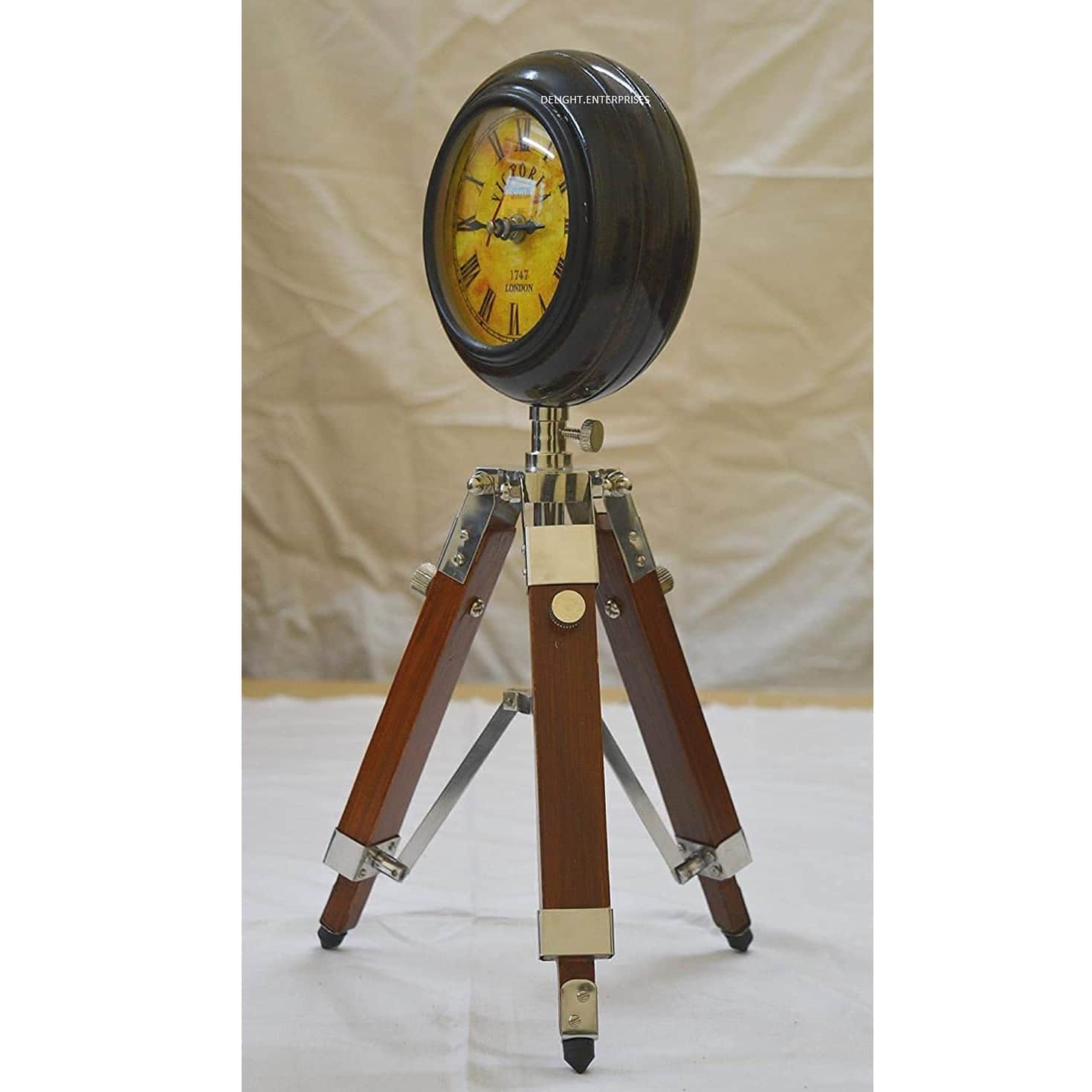 Antique Table Desk Tripod Wall Clock 15 inch - top_view