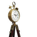 Two Bell Antique Floor Clock Wooden Tripod Stand - photo