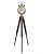 Two Bell Antique Floor Clock Wooden Tripod Stand - front_view