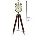 Two Bell Antique Floor Clock Wooden Tripod Stand - top_view