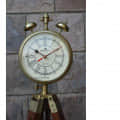 Two Bell Antique Floor Clock Wooden Tripod Stand - rear_view
