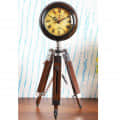 Antique Wooden Tripod Nautical Clock (Brown) - photo