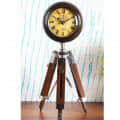 Antique Wooden Tripod Nautical Clock (Brown) - top_view