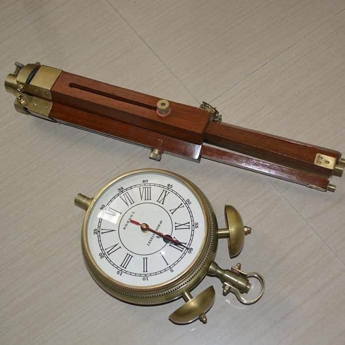 Antique Wooden Tripod Wall Clock (28 Inches) - rear_view