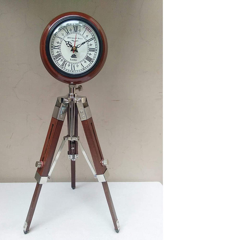 Brown Colour Tripod Table Clock with Adjustable Stand - photo