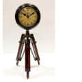 Vintage Antique Wooden Roman Number Clock with Tripod Stand - photo