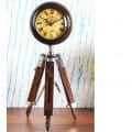Vintage Antique Wooden Roman Number Clock with Tripod Stand - rear_view