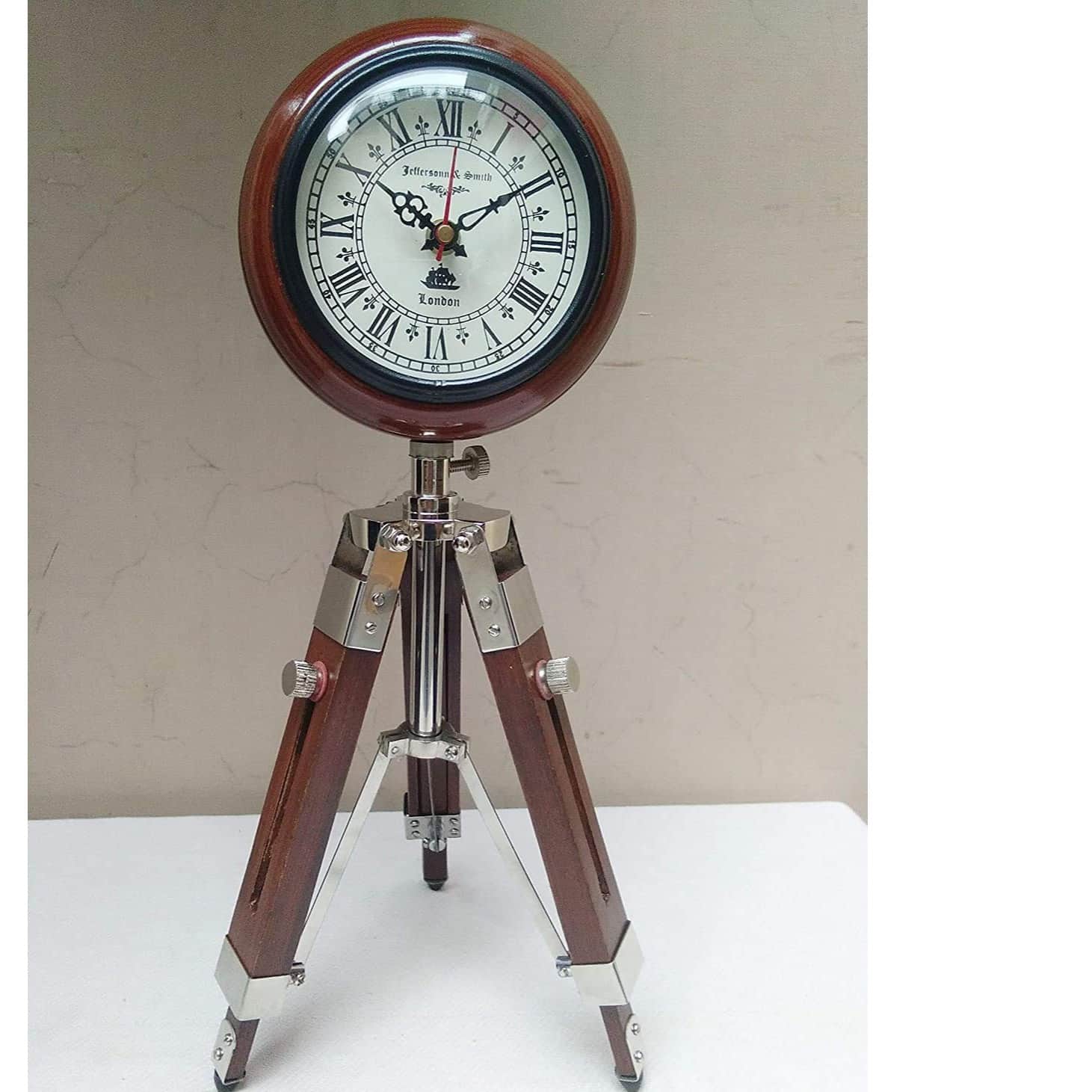 Handicraft Tripod Table Clock with Adjustable Stand Heavy Floor - rear_view