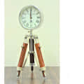 18 Inch Adjustable Tripod Stand Floor Clock  With Shiny Aluminum Finish - front_view
