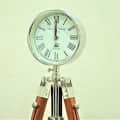 18 Inch Adjustable Tripod Stand Floor Clock  With Shiny Aluminum Finish - top_view