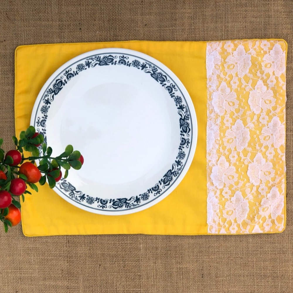 Sunny Yellow Set Of 6 Cotton Placemats - photo