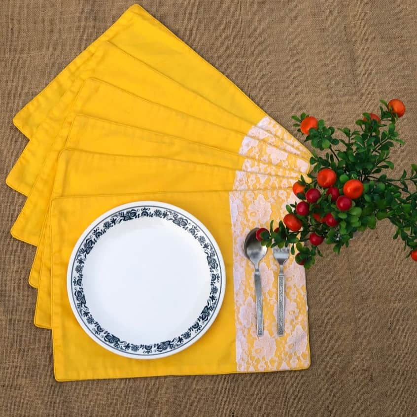Sunny Yellow Set Of 6 Cotton Placemats - front_view