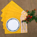 Sunny Yellow Set Of 6 Cotton Placemats - front_view