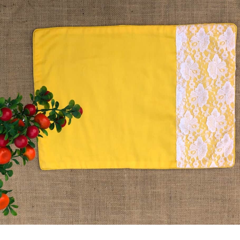 Sunny Yellow Set Of 6 Cotton Placemats - rear_view