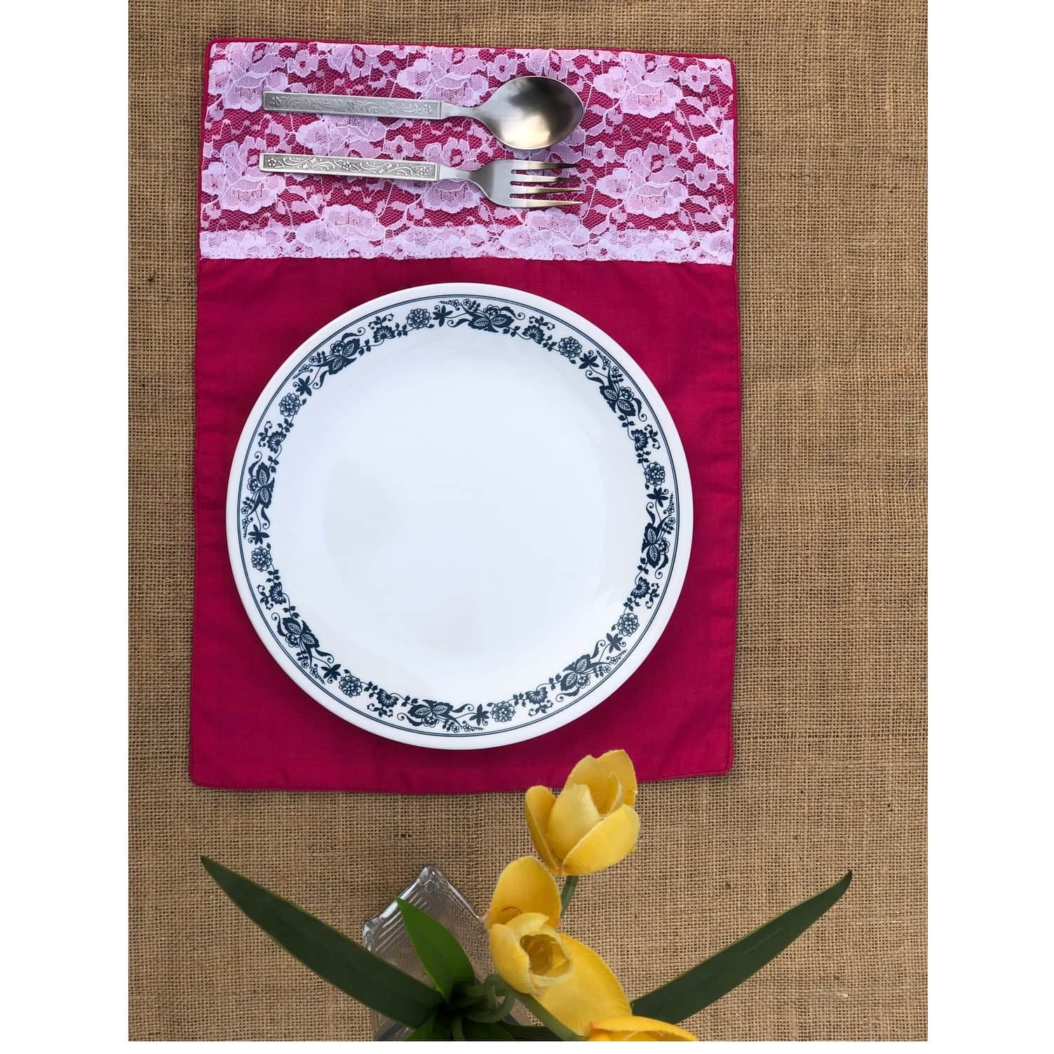 Heart Pink Set Of 6 Cotton Placemats