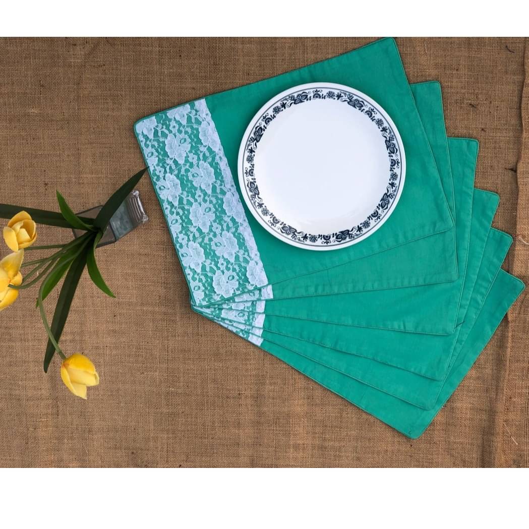 Sea Green Set Of 6 Cotton Placemats
