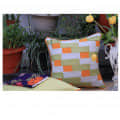 Orange Cotton Geometric Pattern Cushion Covers (Set Of 2) - front_view