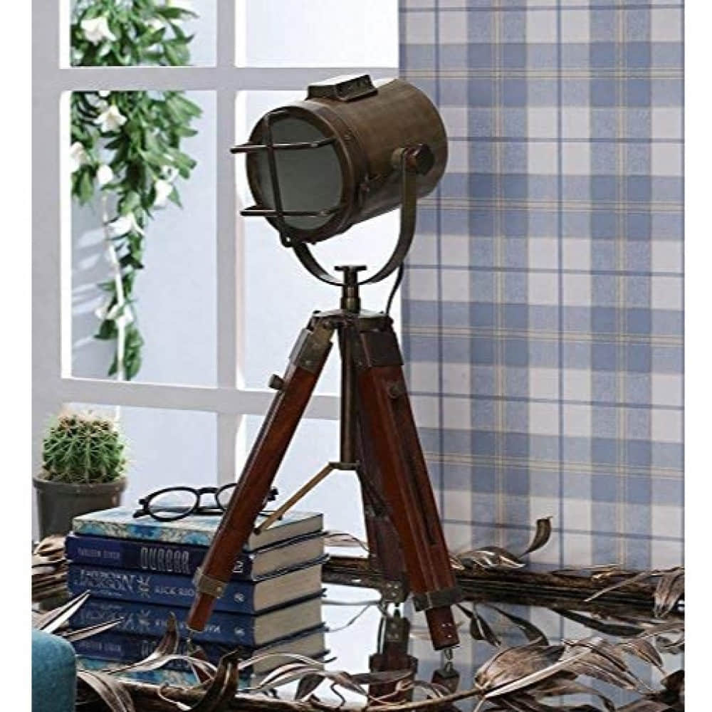Tripod Antique Brass Studio Spot Light Lamp with Adjustable Tripod - photo