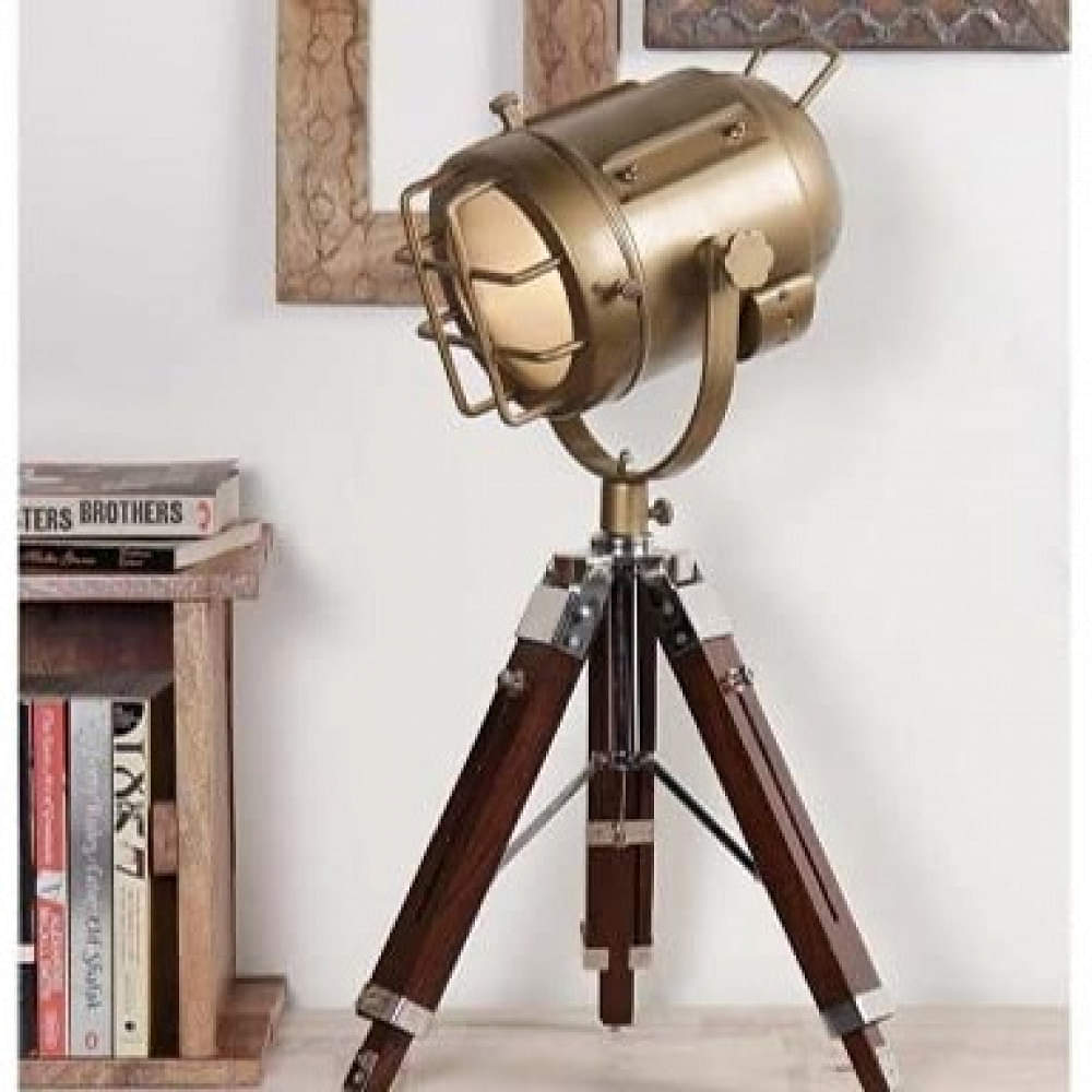 Brass Floor Tripod Stand Spot Light Lamp (Brown) - photo