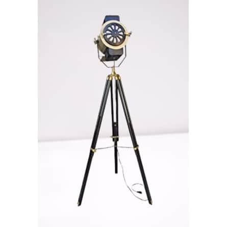 Hollywood Modern Floor Lamp Antique Designer Spotlight Wood - front_view