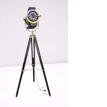 Hollywood Modern Floor Lamp Antique Designer Spotlight Wood - rear_view