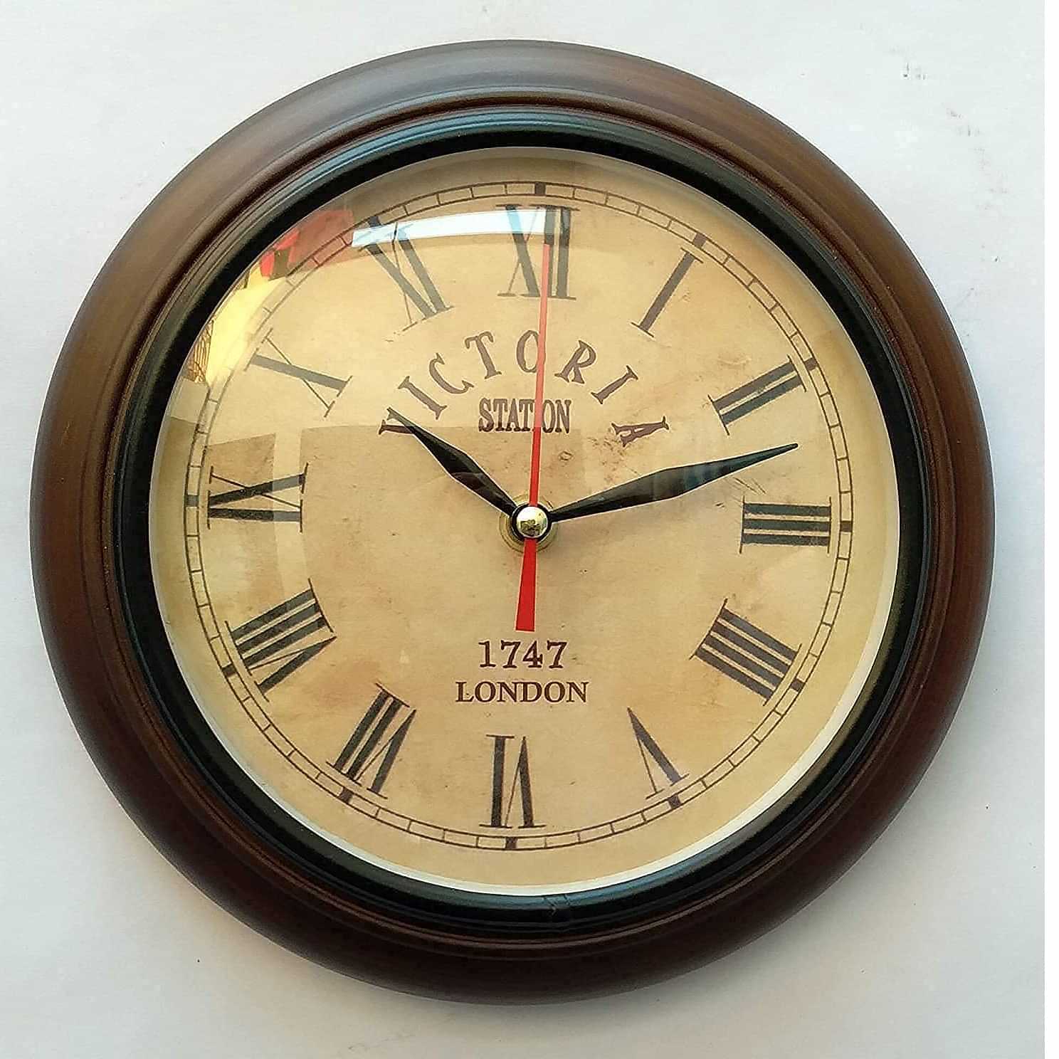 8 Inch Wooden Hanging Roman Number Wall Decor Clock - photo