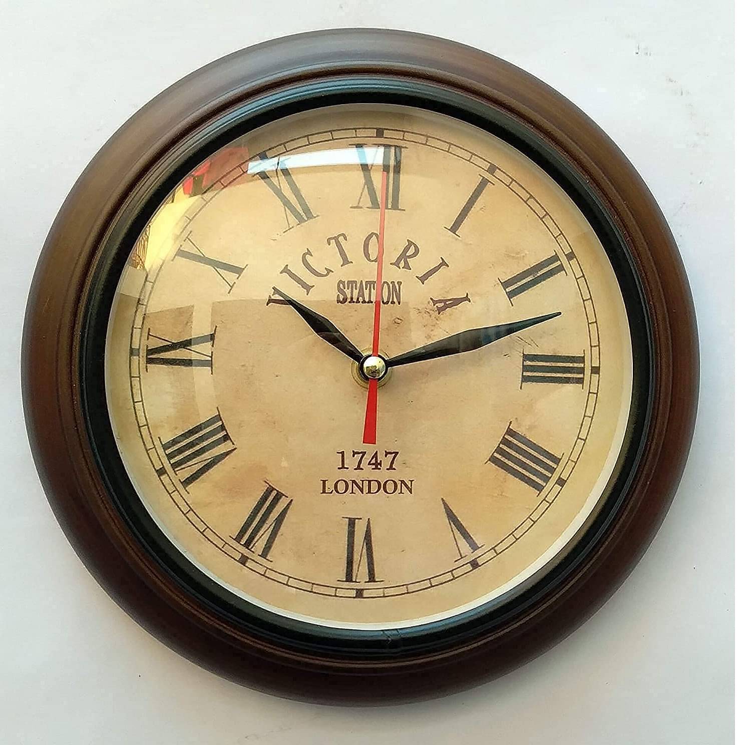 8 Inch Wooden Hanging Roman Number Wall Decor Clock