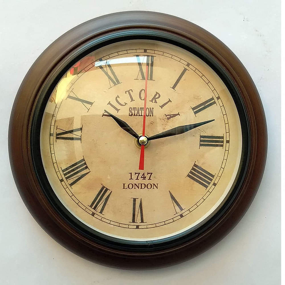 8 Inch Wooden Hanging Roman Number Wall Decor Clock - photo