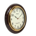 Wood 16 Inch Big Numbers Antique Look Wall Clock (Brown, Golden). - front_view