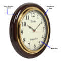 Wood 16 Inch Big Numbers Antique Look Wall Clock (Brown, Golden). - top_view