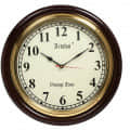 Wood 16 Inch Big Numbers Antique Look Wall Clock (Brown, Golden). - rear_view