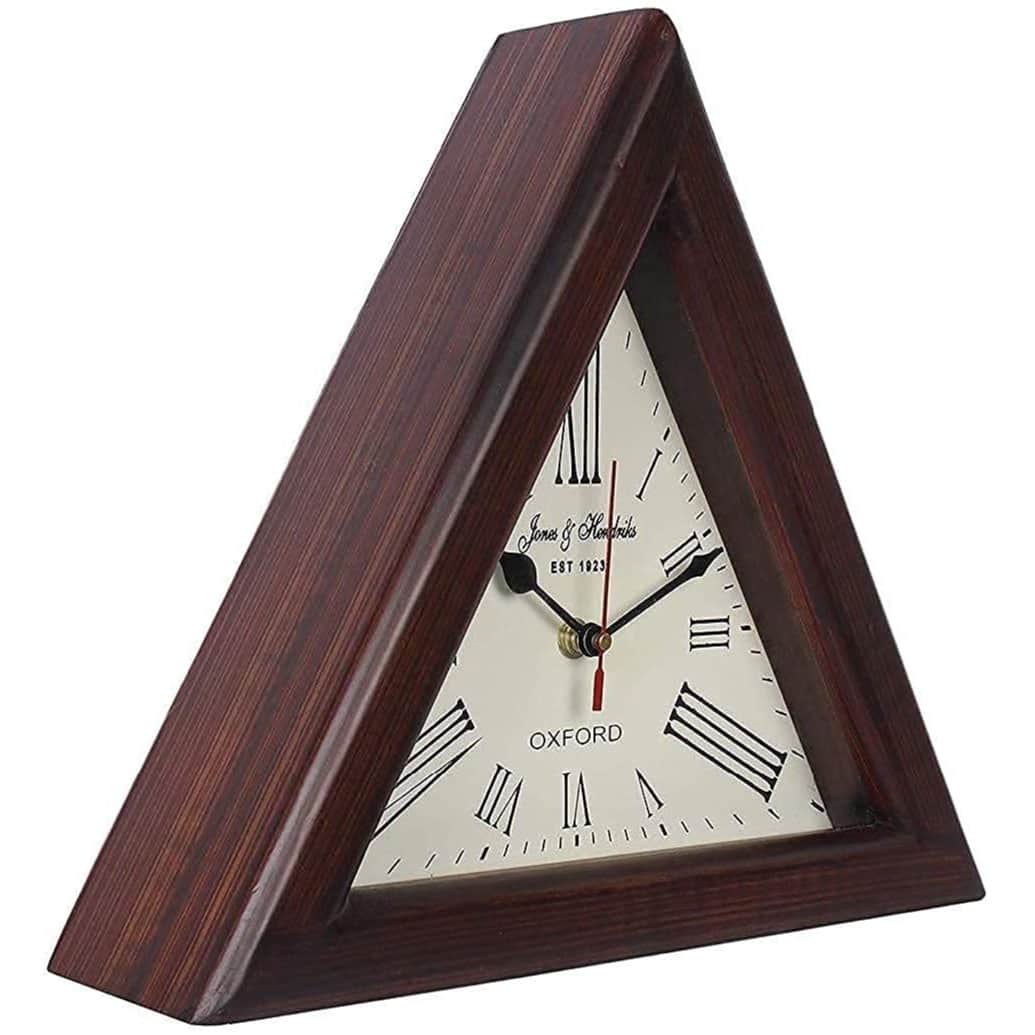 Wooden Designer Big Wall Clock (Brown, 12 Inches) - top_view