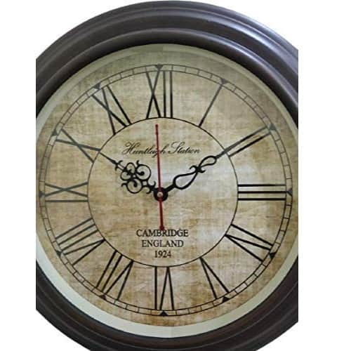 Wall Clock Wooden Antique (Size 16 Inch) - top_view
