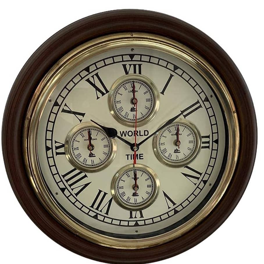 Time Wall Clock Brass Clock (16 inch)