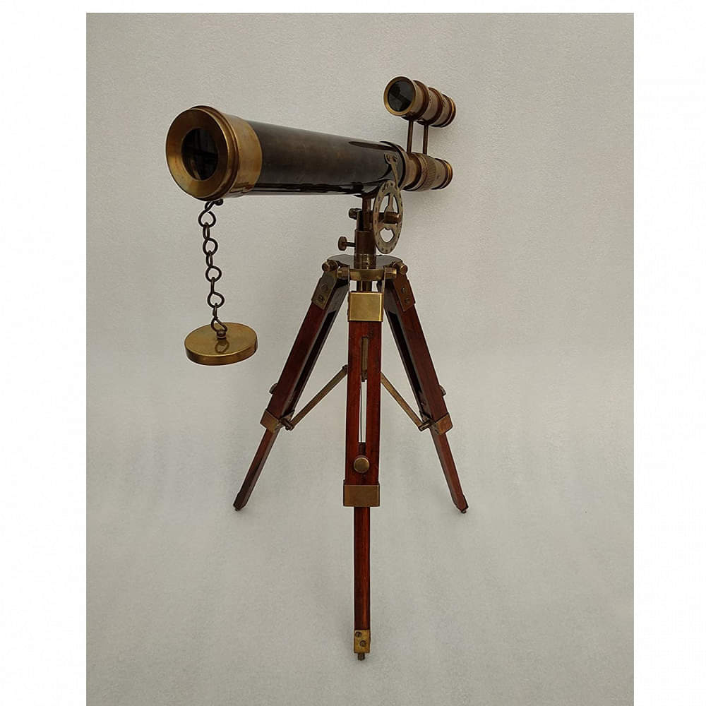 Victorian London 14" Brass Telescope on Tripode Stand Antique - photo