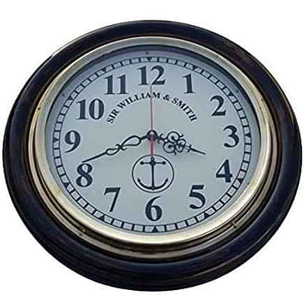 Maritime Wood Antique Big Wall Clock (16 inch, Brown) Wall Decor - photo