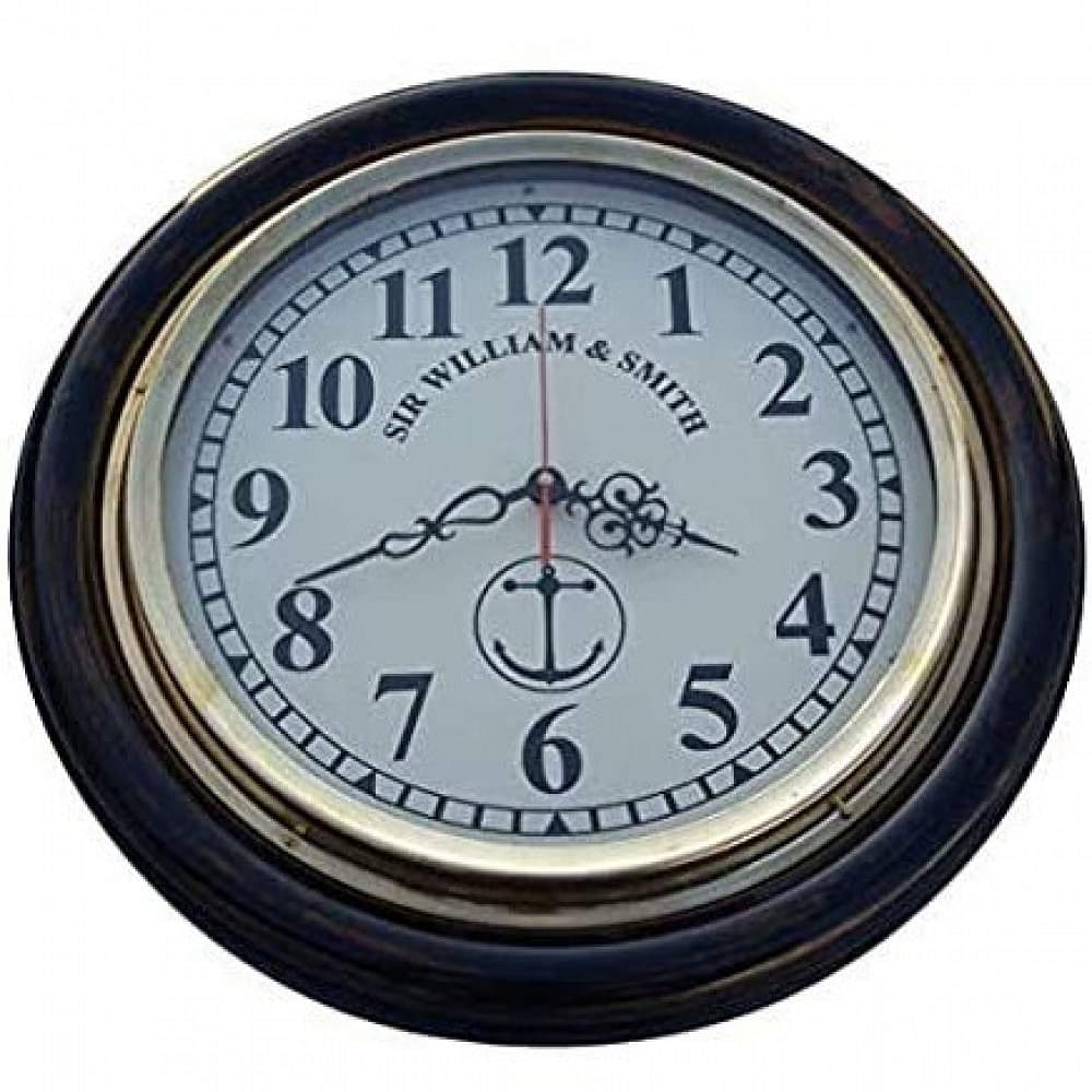 Maritime Wood Antique Big Wall Clock (16 inch, Brown) Wall Decor - photo