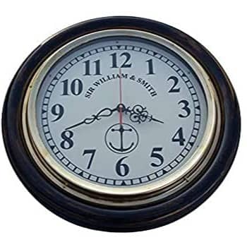 Maritime Wood Antique Big Wall Clock (16 inch, Brown) Wall Decor