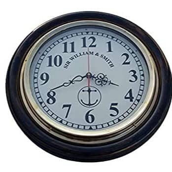 Maritime Wood Antique Big Wall Clock (16 inch, Brown) Wall Decor