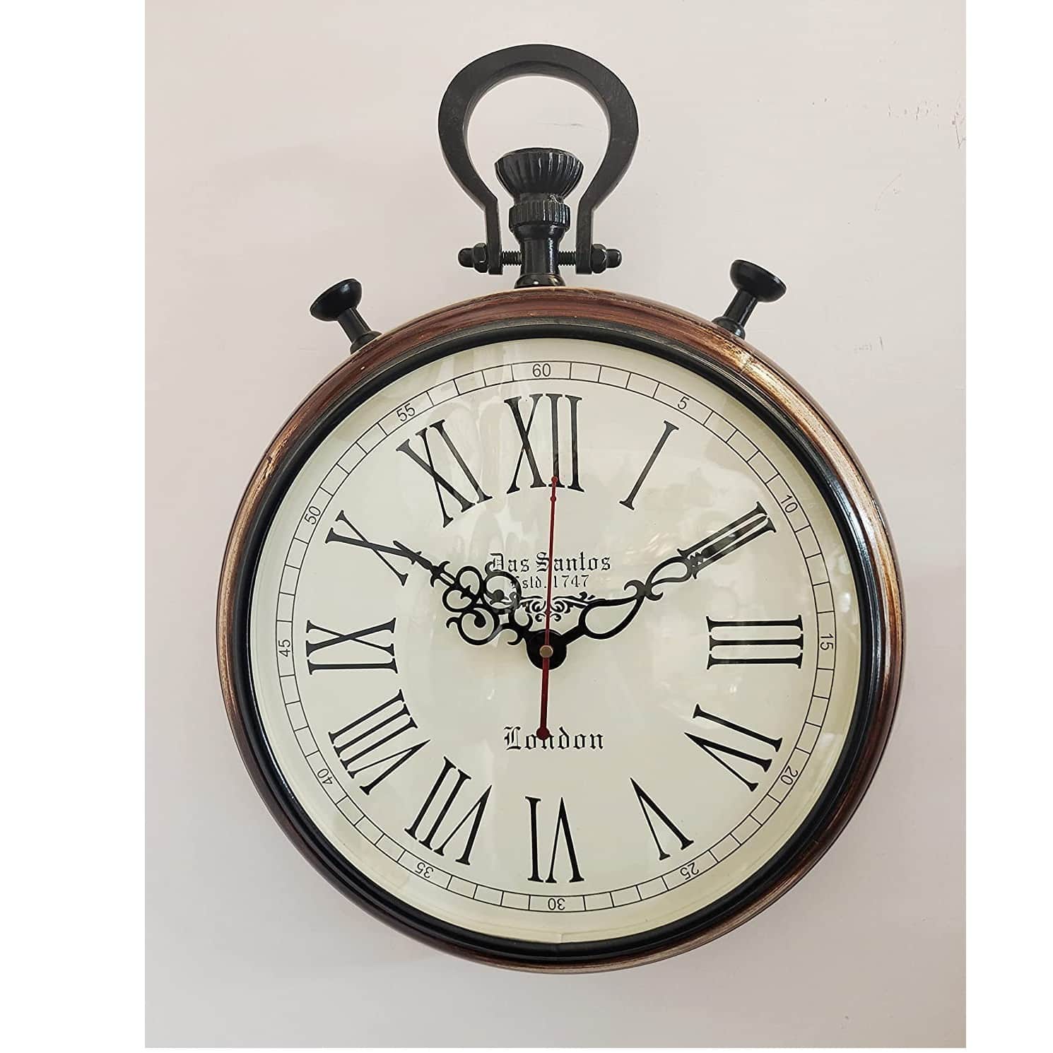 Wooden Wall Clock Handmade Clock Vintage Style Art - front_view