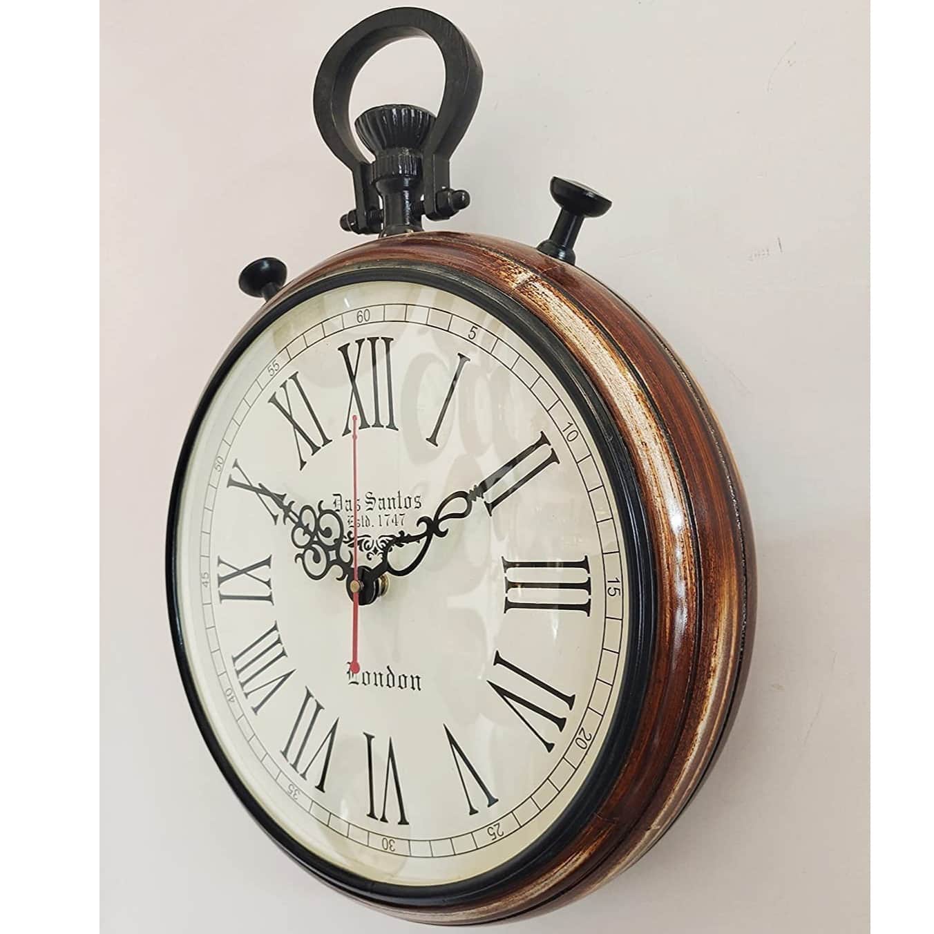 Wooden Wall Clock Handmade Clock Vintage Style Art - top_view